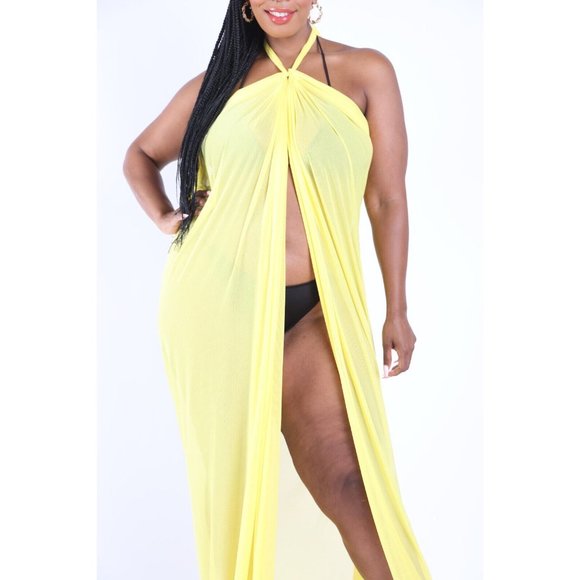 Boutique Other - Women's Halter Front Slit Beach Maxi Cover Up Swimwear Polyester/Spandex
